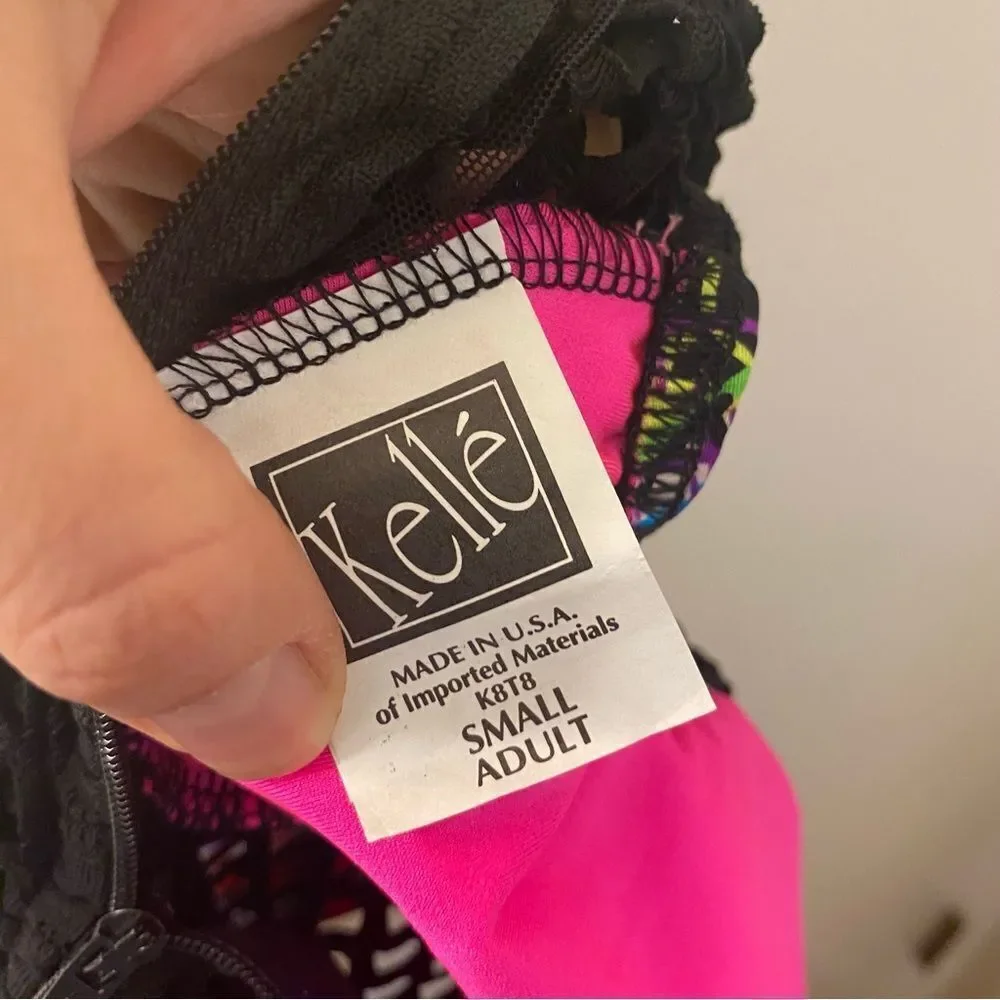 Kelle dance neon pink Y2K 80’s 5129A to the max costume leotard fishnet SA adult